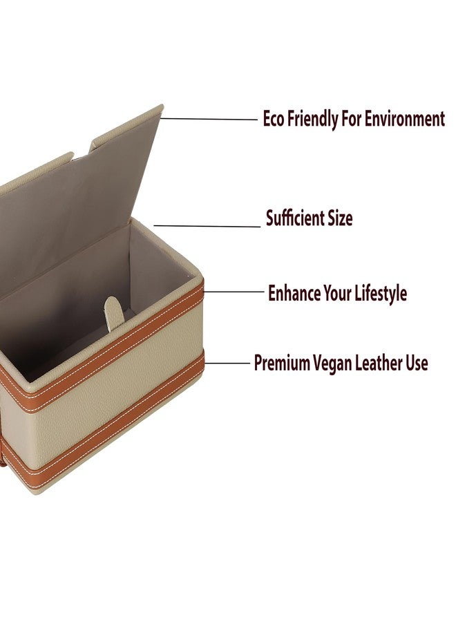 AKWAY Modern Leatherite Tissue Box Cover, Facial Tissue Box Holder, Napkin Dispenser Box for Bathroom, Home, Office and Restaurant (Cream) - Image 5